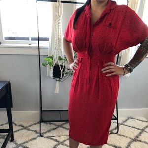 Vintage red midi dress